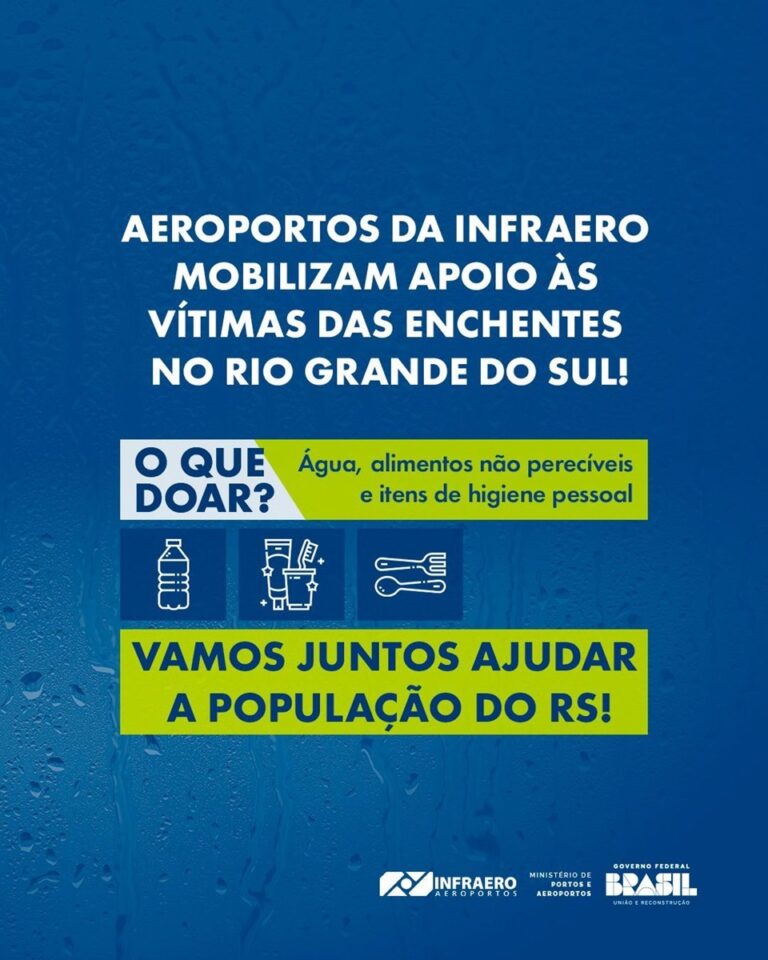 Aeroporto de Linhares recebe doações para vítimas de enchentes no Rio Grande do Sul